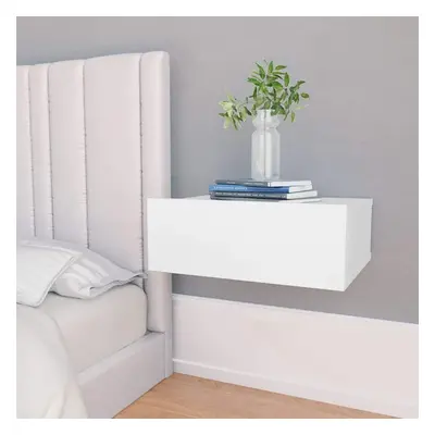 Floating Nightstands pcs White 40x30x15cm Chipboard