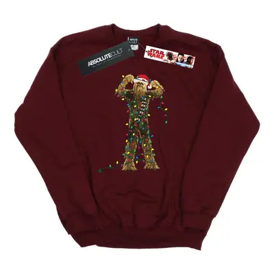 (M, Burgundy) Star Wars Womens/Ladies Chewbacca Christmas Lights Sweatshirt