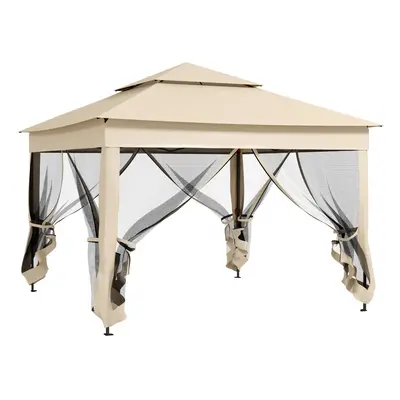 Outsunny Garden Folding Tent Heavy Duty Pop Up Gazebo for Party Cream