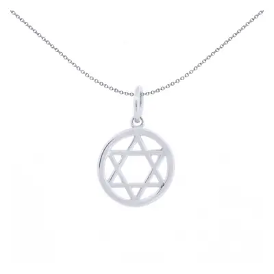 Jewelco London Unisex Rhodium Silver Magen David Star Halo Ring Charm Pendant - APD168