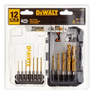 DEWALT Drill Bit Set Titanium Impact Ready Ideal for Metal Wood and Plastic Piece DD5152