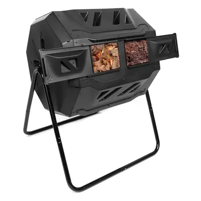 160L Composter Bin Dual Chamber Tumbler Organic Waste Compost Bin