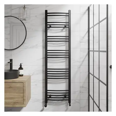 DuraTherm Curved Heated Towel Rail Matt Black - x 450mm