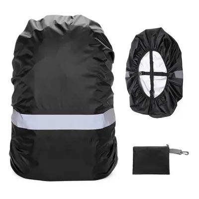 (Black, 3XL) Backpack Cover with Reflective Strip