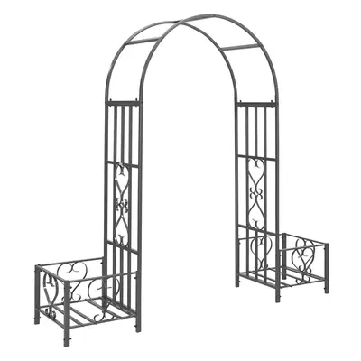 Metal Garden Patio Arch With Planters Rose Arbour Plant Trellis