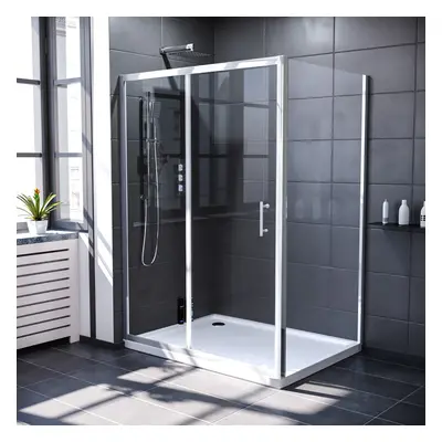 Nes Home 1400mm Shower Enclosure Sliding Door & 900mm Glass Side Panel Screen