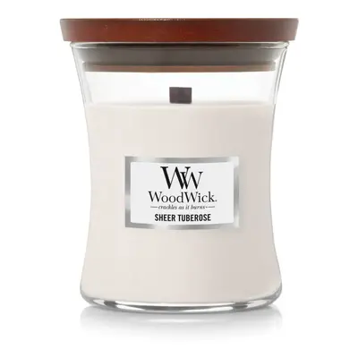 WoodWick Medium Hourglass Candle Sheer Tuberose - Premium Soy Blend Wax Pluswick Innovation Wood