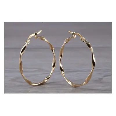 9ct Gold Large mm Round Creole Hoop Earrings