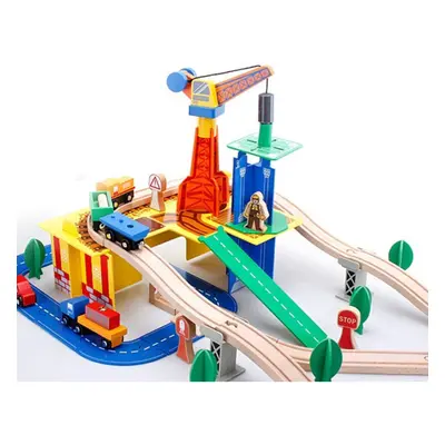 Wood Pcs Crane Train Set Railway Track Toy Brio Bigjigs Compatible