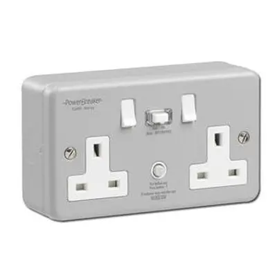 RCD Protected 1G Switched Socket Metal Clad