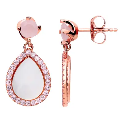 Jewelco London Ladies Rose Gold-Plated Sterling Silver Pink pear Cubic Zirconia Halo Tears of Jo