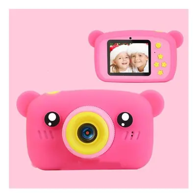 (Bear Pink) HD 1080P Kids Digital Camera Cartoon Screen Xmas Gift