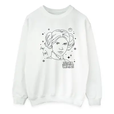 (XL, White) Star Wars Mens Episode IV: A New Hope Leia Christmas Sketch Sweatshirt