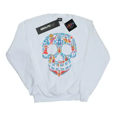 (L, White) Disney Mens Coco Skull Pattern Sweatshirt