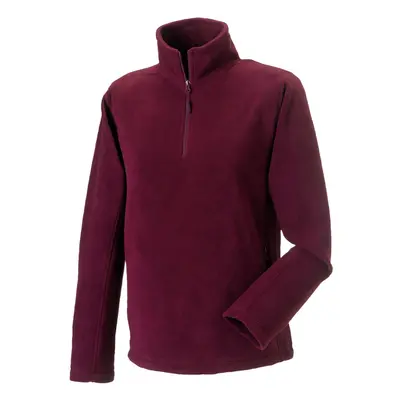 (L, Burgundy) Russell Mens Quarter Zip Fleece Top