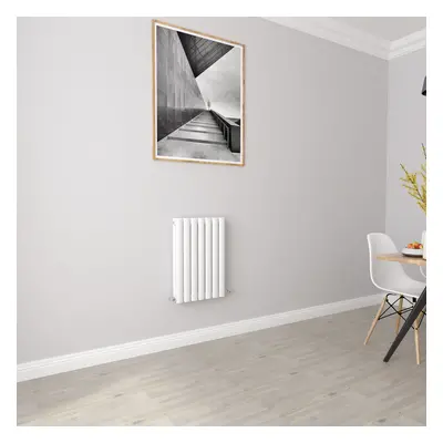 (Double 600x413mm, White) Designer Oval Column Radiator Central Heating