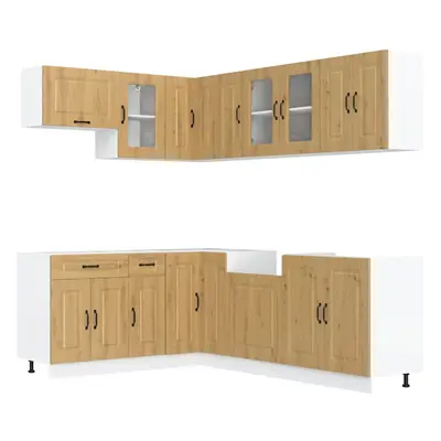 (artisan oak) vidaXL Piece Kitchen Cabinet Set Kalmar Smoked Oak Engineered Wood