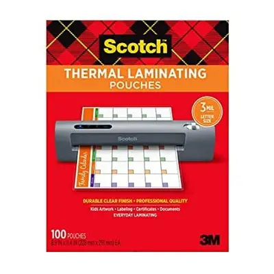 Scotch Thermal Laminating Pouches, 100-Pack, 8.9 x 11.4 Inches, Letter Size Sheets (TP3854-100)