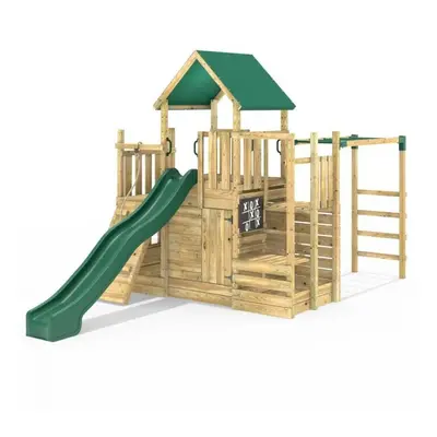 (M21 Ramp, Den & Monkey Bars) Rebo Modular Wooden Climbing Frame Adventure Playset - M21