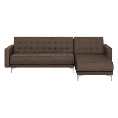 Left Hand Fabric Corner Sofa Dark Brown ABERDEEN