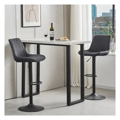 (3, GREY) 1X2X Bar Stools PU/ Velvet Breakfast Stool Chairs