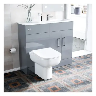 James 1000mm Light Grey Slimline MDF Vanity Basin WC Unit BTW Rimless Toilet