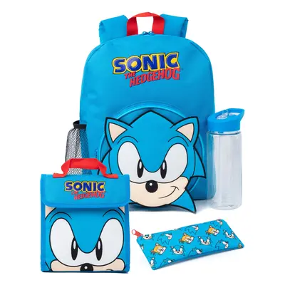 Sonic the Hedgehog Piece Backpack Set (Unisex Kids Blue)