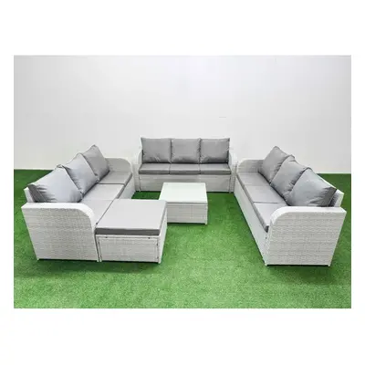 Fimous PE Rattan Lounge Sofa Set Seater Outdoor Garden Furniture Set with Square Coffee Table Se