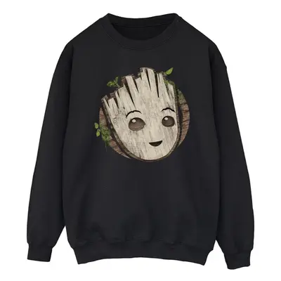 (S, Black) Marvel Mens I Am Groot Wooden Head Sweatshirt