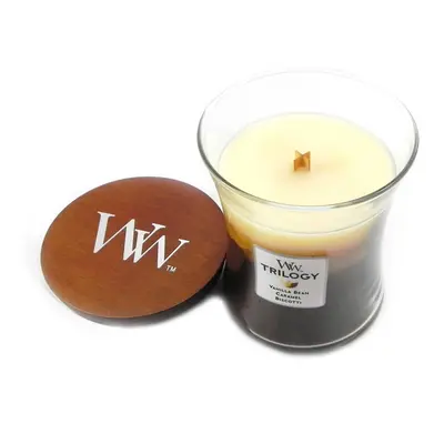 WoodWick Medium Hourglass Candle Caf? Sweets Trilogy Scent 9.7oz Crackles as it burns Premium So