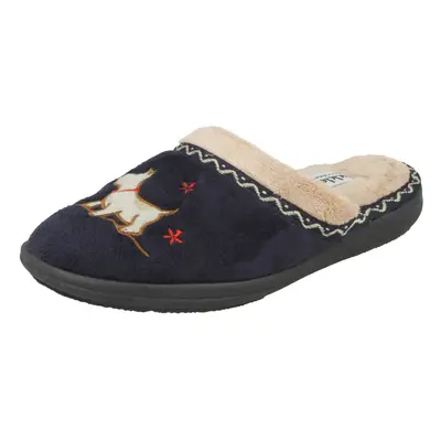 (UK 3, Navy (Blue)) Ladies Padders Wide Fitting Slipper Mules Scotty - EE Fit