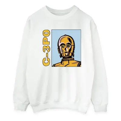 (S, White) Star Wars Mens C3PO Line Art Sweatshirt