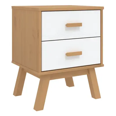 vidaXL Bedside Cabinet Nightstand Bed Table White and Brown Solid Wood Pine