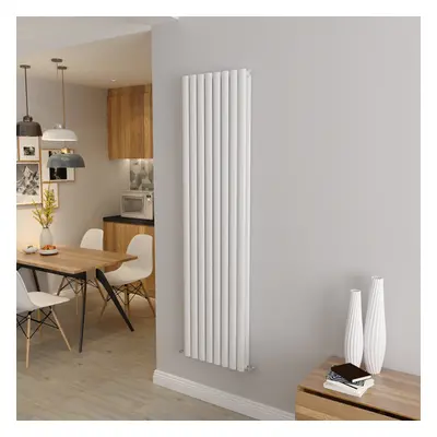 (Double 1800x472mm, White) Designer Oval Column Radiator Central Heating