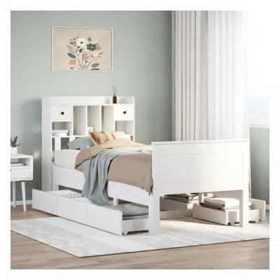 vidaXL Bookcase Bed without Mattress Bed White Small Single Solid Wood Pine