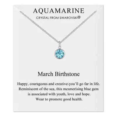 March (Aquamarine) Birthstone Necklace Created with Swarovski Crystals