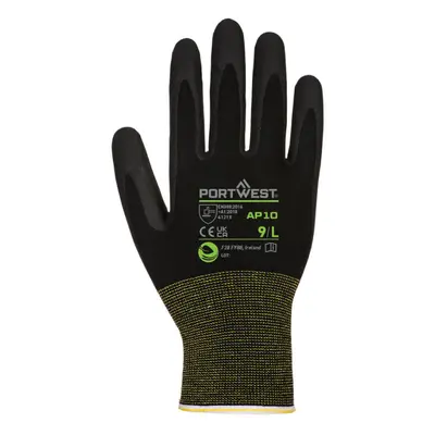 (8, Black/Yellow) Portwest Unisex Adult AP10 - NPR15 Nitrile Foam Safety Gloves (Pack of 12)