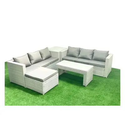 Fimous Seater Garden Outdoor Rattan Furniture Set Rattan Garden Sofa Oblong Coffee Table with Bi