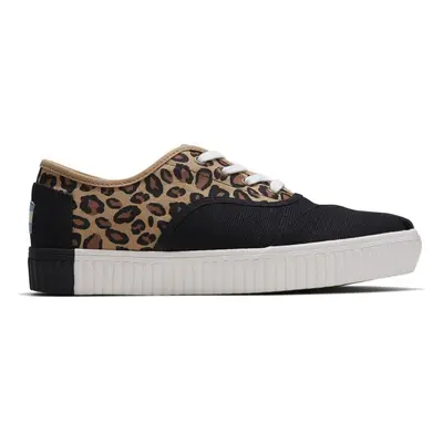 (US Women 6) TOMS Womens Casual Canvas Shoes Sneakers Flats Low Cut - Black/Leopard