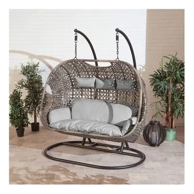 (Grey, Triple) Rattan Cocoon Egg Chair - Single, Double or Triple