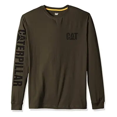 (XS) Caterpillar Mens Trademark Banner Long Sleeve Tee Top CAT - Army Moss