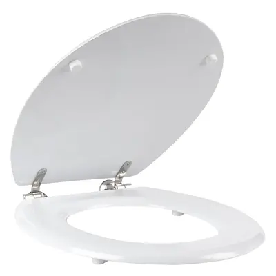 Beldray LA033758 White Inch Tongue & Groove Wooden Toilet Seat, Stainless Steel Hinge, x 42.8 cm