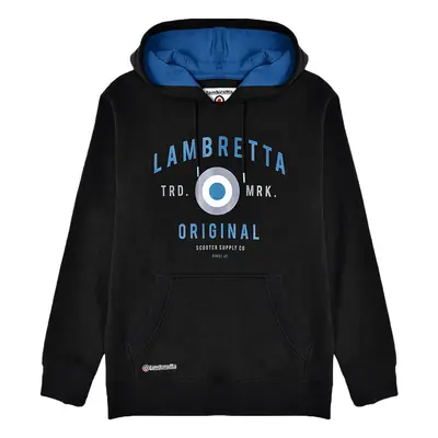 (M, Black) Lambretta Mens Original Target Print Pullover Sweatshirt Hoody Hoodie Jumper