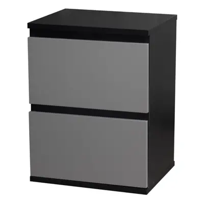 (Black Carcass and Grey Drawers) Drawer Wooden Bedside Cabinet Side Table