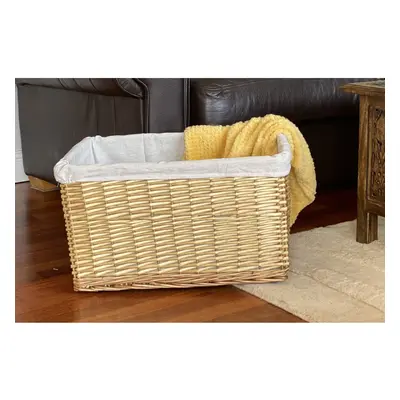 (Natural, 2XL) Huge Deep Wicker Storage Basket Hamper With Lining