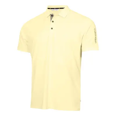 (L, Lemon) Calvin Klein Mens Club Golf Lightweight Breathable Wicking Polo Shirt