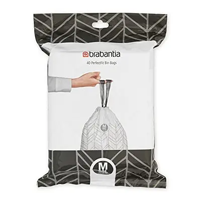 Brabantia PerfectFit Bin Liners (Size M/60 Litre) Thick Plastic Trash Bags with Tie Tape Drawstr