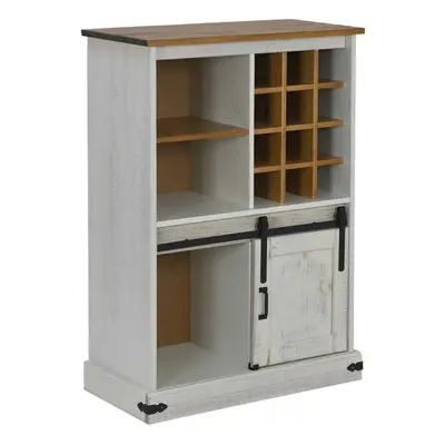 vidaXL Wine Cabinet HALDEN with Wine Racks and Sliding Door White Pine