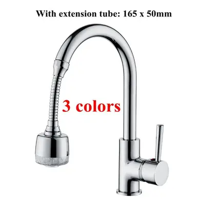 (Long Three Colors Light Type) Kitchen LED Light Water Nozzle Faucet Filter Spray Head Extender