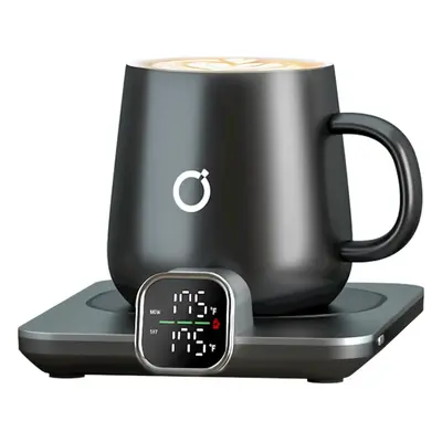 (Light Black) Smart Heat Coffee Cup Warmer and Mug Set - Hot Cup Warmer with Auto Shutoff, 1F Pr